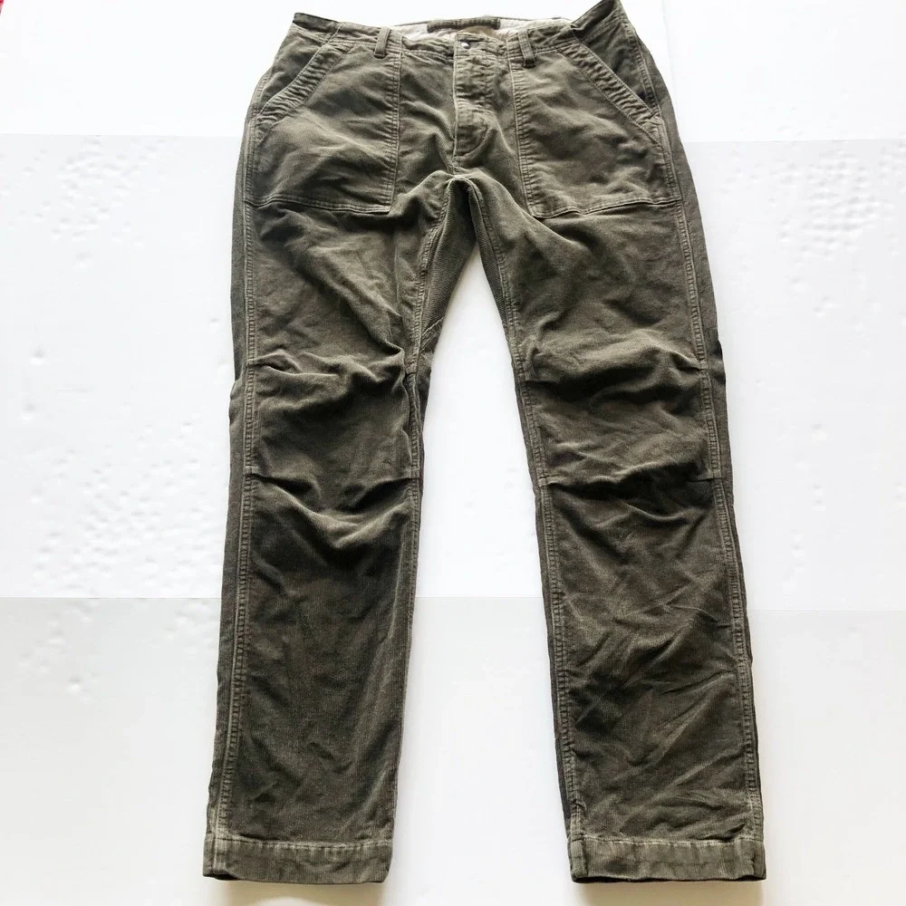 Relwen Pants Mens 36 Corduroy Supply Pant Olive Brown Stretch Utility Trousers